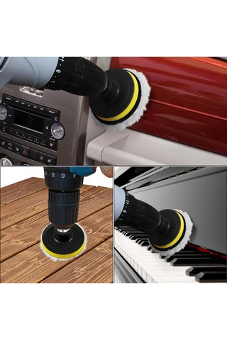 Vkemall 3 İnç Yün Cila Disk Seti 7 Parça - M10 Matkap Adaptörlü, Araç Boya/çamaşır/çelik Cila Ve Waxlama İçin Dayanıklı Yün Malzeme