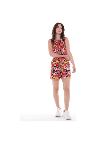 Mıckey Mouse Çizgi Film Karakterli Alt Üst Crop Şort Takım-435-kırmızı Kırmızı