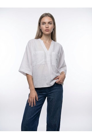 LOFT Loose Fit Kadın Gömlek K.kol Lf2043546 Q1.v1 Beyaz