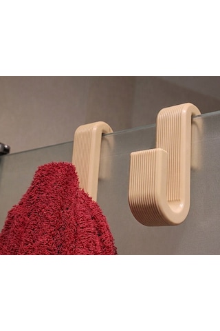 3 Lü Cam Askı Kancası 8 Mm Cam Uyumlu Modern Banyo Havlu Askılığı Bej