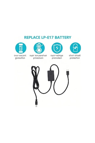 Pazly Canon Eos M3/m5/m6 Usb Type-c Şarj Kablosu Ve Dr-e17 Adaptör