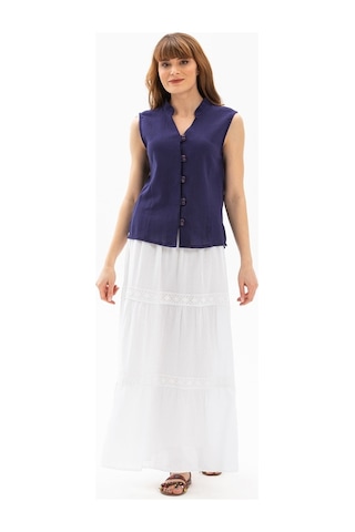 Uzun Şile Bezi Dantelli Etek Beyaz Byz