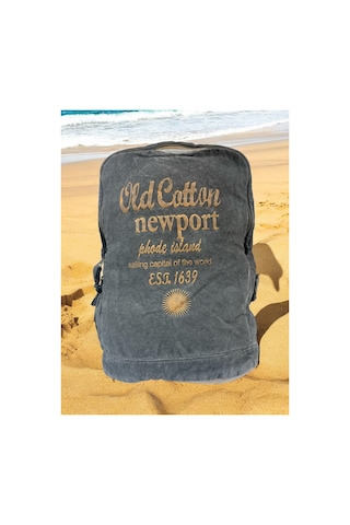 Old Cotton Cargo Kaliteli Vintage Disayn Laptop Bölmeli Sırt Gezi Çantası Leone Bag Oil 5100 Siyah