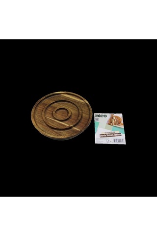 Hubrendy Tedarik Akasya Ahşap 3 Bölmeli Yuvarlak Servis Tepsisi 20 Cm - 50'li Paket 1456034