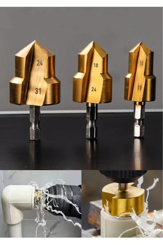 3'lü Boru Genişletme Matkap Uç Seti 15-31 Mm Raybalama & Havşa Uç Metal Delme