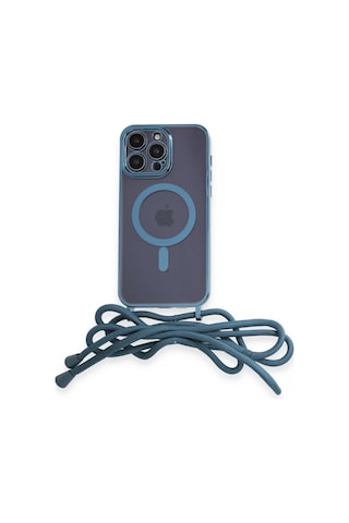 Newface Apple Uyumlu iPad iPhone 13 Pro Kılıf Divo Lazer Askılı Magsafe Kapak - Sierra Blue Siyah