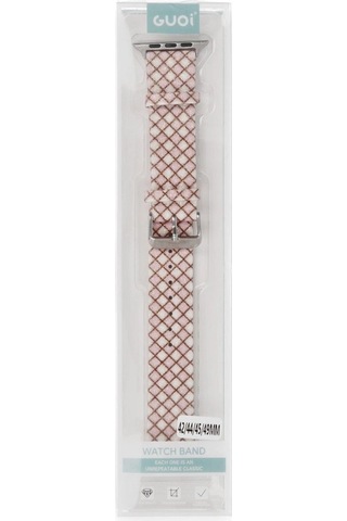 Tedar Apple Watch Uyumlu 38mm Karo Motif Kordon - Pembe Najmaddin