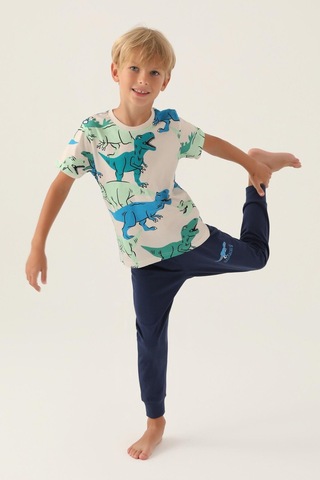 Roly Poly 3360 Dinosaur Erkek Çocuk Pijama Takımı İndigo