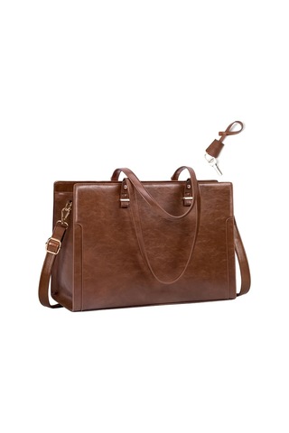 Xuweiwei Nubıly Kadın 15.6 Inç Vintage Siyah Faux Leather Profesyonel Laptop Çantası İş Ofis Sırt Çantası Açık Mavi