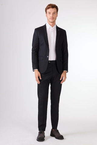 Dufy Koyu Lacivert Armürlü Slim Fit Casual Takım Elbise Lacivert