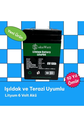 Akaenergy 6 Volt 6 Amper Lityum Terazi Aküsü