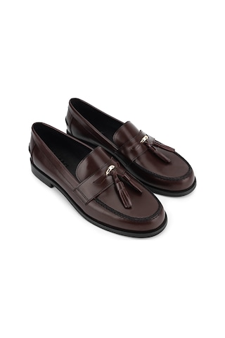 Tamer Tanca Kadın Hakiki Deri Bordo Loafer Ayakkabı 1233 1649 Bn Ayk Sk26-27 Bordo Acma
