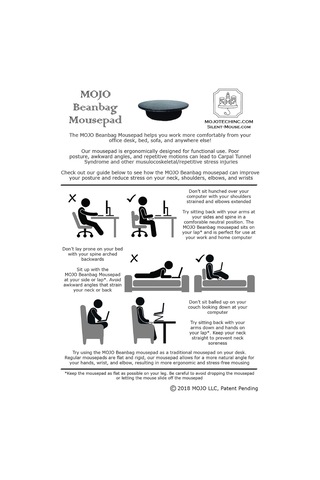 Mojo Beanbag Ergonomik Fare Altlığı - Kanepe, Yatak, Tur, Kanepe Ve Başka Her Yerde İçin Rahat Mouse Pad Siyah De