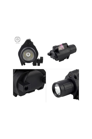 led Taktik El Feneri M6: Lazer Ve 20mm Ray Entegrasyonu İle Çok Fonksiyonlu Güçlü Işık  Siyah