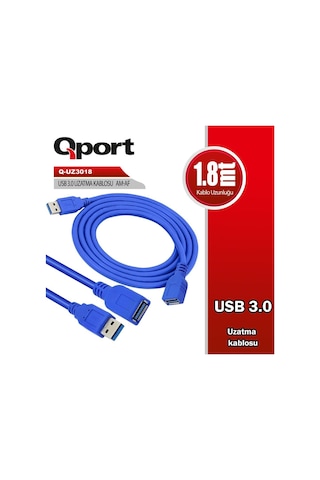 Qport Q-UZ3018 1.8 M USB 3.0  Am-af Uzatma Kablo Mavi