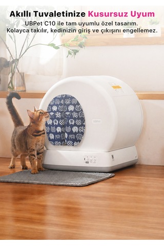 C10 Pro Uyumlu Kedi Tuvaleti Perdesi Kum Dağılım Önleyici Mıknatıslı Giriş, Premium Kumaş