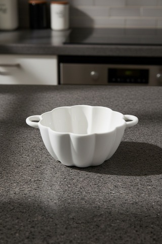 13 Cm Kulplu Porselen Kase 2 Kişilik Modern Ve Dekoratif Sofra Takımı Beyaz