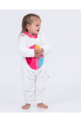 Mj Kids Welsoft Peluş Fermuarlı Ayıcık Tulum Ekru