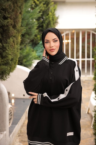 Takım Eşofman Takımı Düğmeli Alt Üst Takım M- 480 Siyah - Beyaz