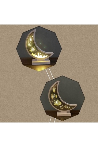 Novahub Orta Boy B Model Ahşap Ramazan Lambası, Parlak Akrilik, Beyaz, Dekoratif