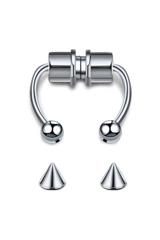 Gümüş Renk Burun Ucu Mıknatıslı Septum Piercing Fake Deliksiz Küpe