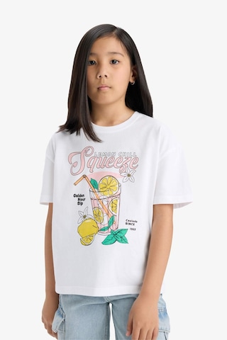 Defacto Kız Çocuk Relax Fit Bisiklet Yaka Baskılı Kısa Kollu Tişört E0389a825smwt34 Beyaz