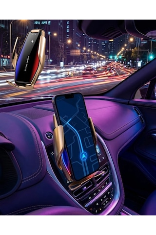 Mey İthalat Otomatik Sensörlü Araç Telefon Tutucu Kablosuz Şarj Özellikli 360 Derece Döner