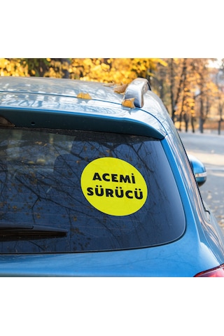 Acemi Sürücü Sticker Etiket - 15cm - Sarı Renk - Araç Camı İçerisinden Yapıştırılır Sarı