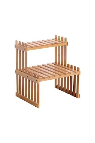 Yifomall 27cm Çift Katlı Misket Bambus Çiçek Ve Çeşitli Eşya Rafı - Dayanıklı, Organize Eden, Evde Kullanımı İçin K/d Paketle Teslim