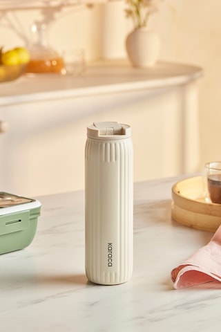 Karaca Rimo Sızdırmaz Çelik Termos 600 Ml Krem Krem