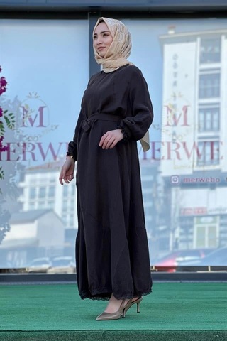 Misswhence 37831 Keten Elbise Kahve Çok Renkli