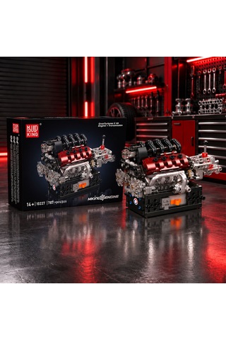 Mould King 10227 V8 Motor Ve Şanzıman Yapım Seti 787 Parça