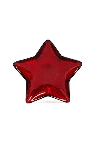 1 Adet Çoban Yıldızı Kırmızı Çerezlik Sunum Tabağı 15cm
