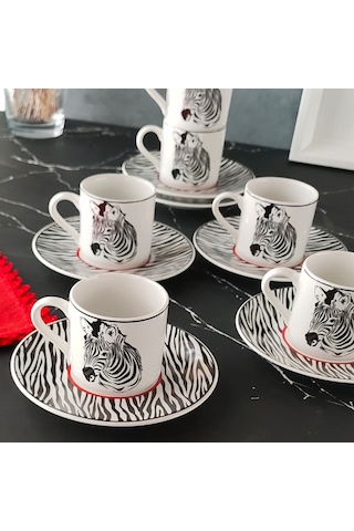 Regna Home Harmony Zebra 6 Kişilik Kahve Fincan Takımı (HBF-12-KF