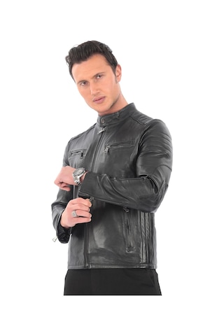Newzaya Hakiki Deri Erkek Ceket Klasik Şıklıkla Buluşan Modern Stil Siyah