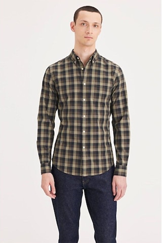 Dockers Erkek Uzun Kol Gömlek Yaka Kareli Minimalist Gömlek Bej