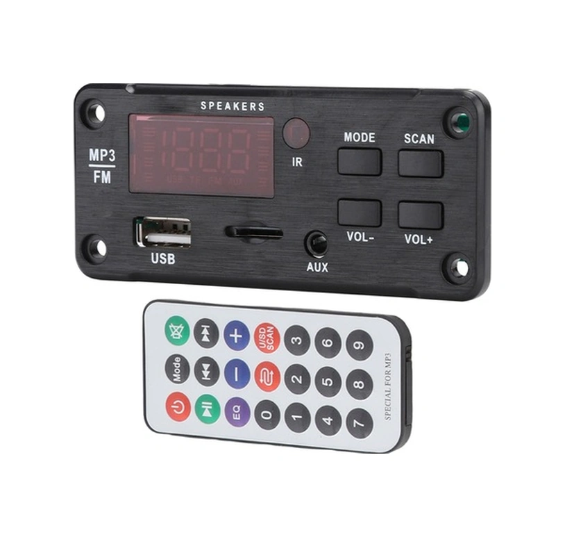 Fortunelane 12v Araç Ses Modülü Bluetooth 5.0 - Renkli Ekran, Fm Radyo, Usb/tf, Kırmızı Işık Kumanda Batarya Dahil/