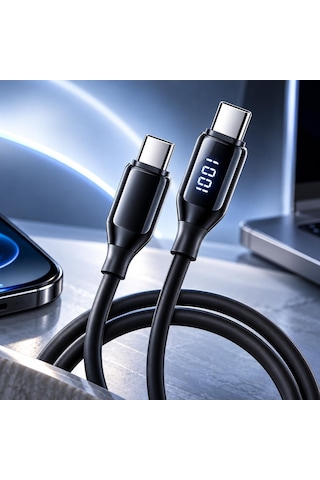 100w 5a Type-c To Type-c Örgülü Premium Hızlı Şarj Ve Data Kablosu