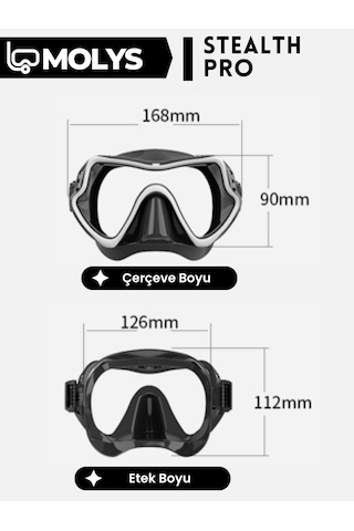 Molys Stealth Pro Alüminyum Dalış Maskesi + Antı Fog Buğu Önleyici Film + Eva Koruyucu Taşıma Kutusu Siyah - Turuncu