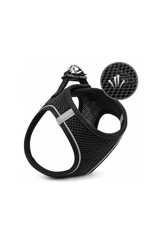 Nefes Alan Kumaş Air Mesh Kedi Köpek Göğüs Tasması Xx Small 28x32 Cm Siyah