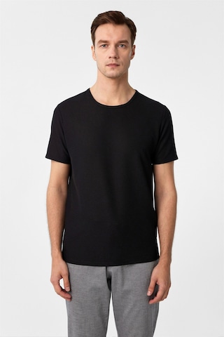 Süvari Siyah Slim Fit Armürlü Bisiklet Yaka Tişört-37262 Siyah