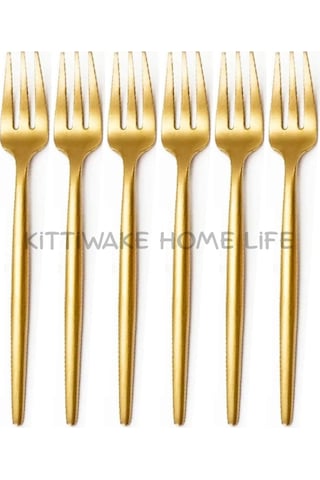 6 Lı Gold Limon Ve Fondü Çatalı 13 Cm Paslanmaz Çelik Mini Servis Çatalı Takımı