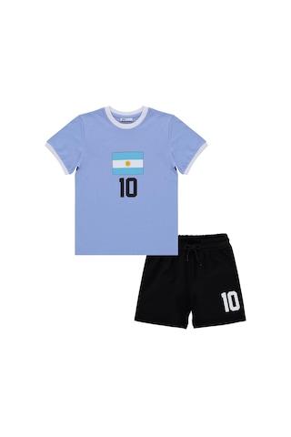 Civil Boys Argentina Baskılı 2'li 6-9 Yaş Takım - Pamuk Forma - Mavi