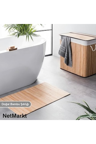 Lüks Bambu Banyo Paspası & Amp Mutfak Matı Kaydırmaz Tabanlı, Suya Dayanıklı Çamaşır Makinesi Üstü D Diğer