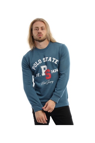 Polostate Erkek Polo State Baskılı 3 İplik Seweat Mavi