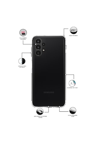 Samsung Galaxy Uyumlu A13 4G Tıpalı Kamera Korumalı Şeffaf Premier Kılıf