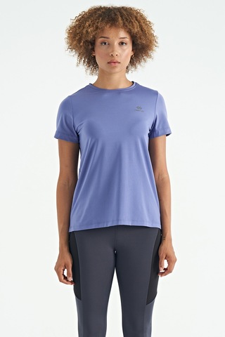 Tommy Life Eflatun Sırt Yırtmaç Detaylı O Yaka Kısa Kollu Standart Kalıp Kadın T-shirt - 97267 Eflatun