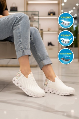 Pierre Cardin Beyaz Fileli Hafif Kolay Giyilebilir Kadın Spor Ayakkabı Pcı-10101 G