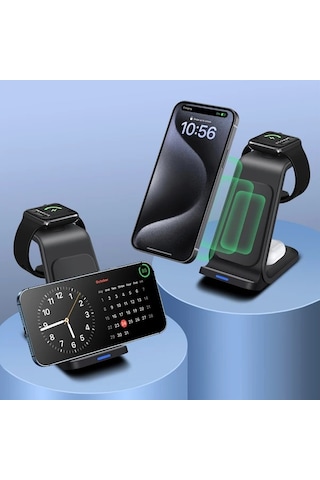 Motion003 Beyaz 1 Adet Fdgao 3u 1 Arada Kablosuz Sarj Istasyonu İphone Uyumlu 16 15 14 Pro Max İwatch Airpods 15w Hizli Sarj Usb C