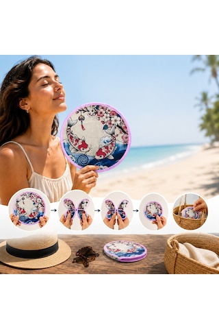 Bakgelal Katlanabilir Cep Yelpazesi 21 Cm Kılıflı Kore Yelpazesi Ultra Hafif, Katlanabilir, 10 Farklı Desen Seçeneği Plaj, Seyahat, Festival Ve Günlük Kullanım İçin - 03-11-000011